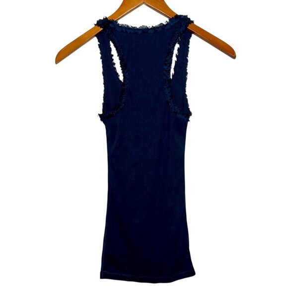 Authentic Rare Abercrombie Vintage Y2K Ribbed Razorback Top Coquette Navy Girl S - Picture 3 of 10